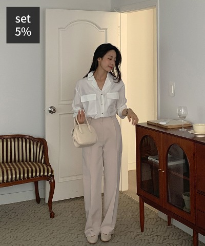 Gold button blouse + Bay mood pintuck slacks Women&#039;s Clothing Shopping Mall DALTT
