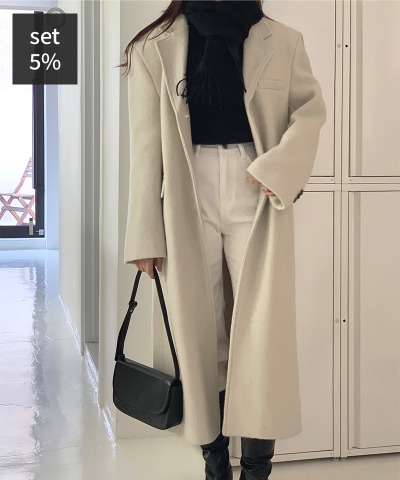 Audrey Single Coat (70% Wool) + Nobel Brushed Short Sleeve Tee Women&#039;s Clothing Shopping Mall DALTT